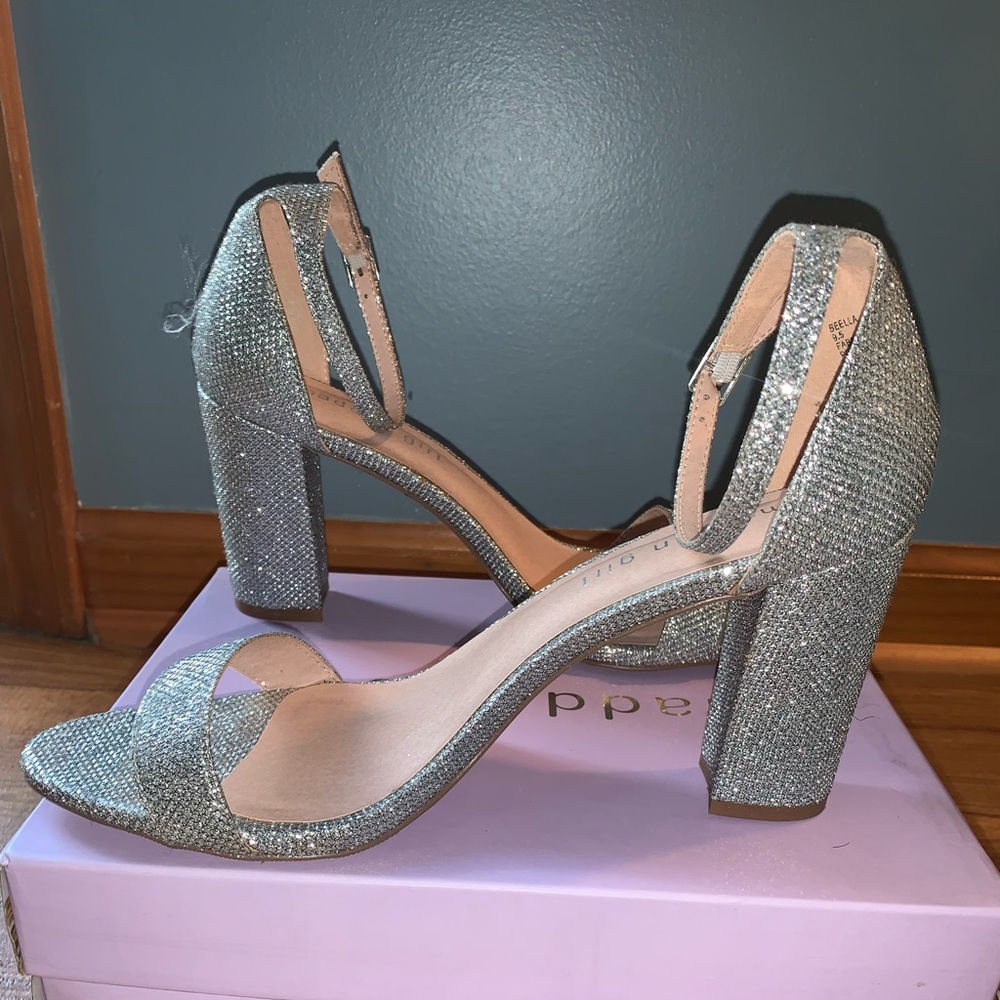 Sparkly gray heels